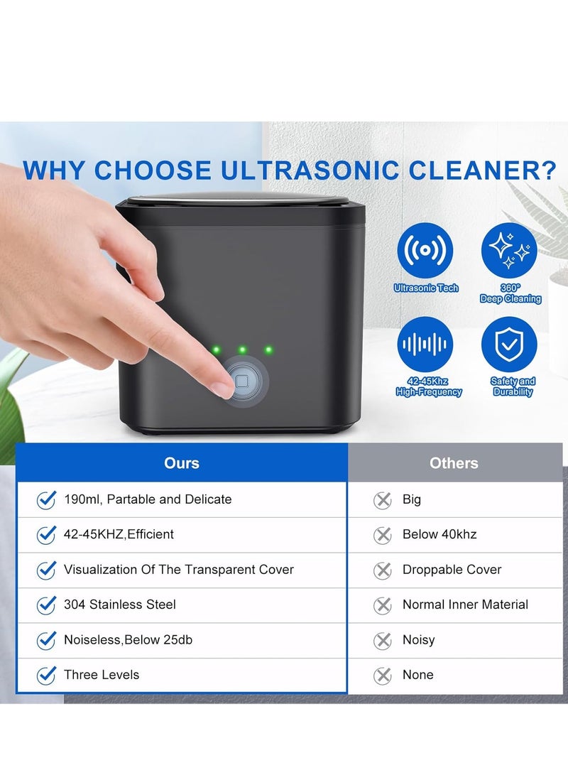 Ultrasonic Retainer Cleaner: L-Link Sonic Cleaner Machine for Retainers, 190ML Stainless Steel Tank for Jewelry, Ring, Invisalign, Toothbrush Head, Diamonds, Rings, Shaver Head - Image 5